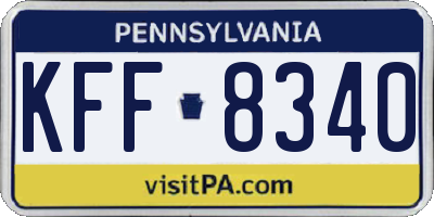 PA license plate KFF8340