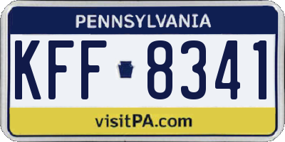 PA license plate KFF8341