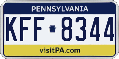 PA license plate KFF8344