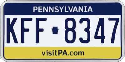 PA license plate KFF8347