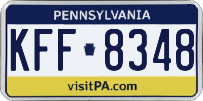 PA license plate KFF8348