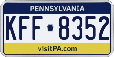 PA license plate KFF8352