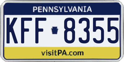 PA license plate KFF8355