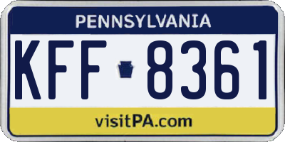 PA license plate KFF8361