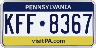 PA license plate KFF8367
