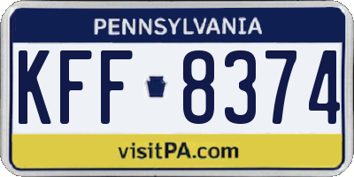 PA license plate KFF8374