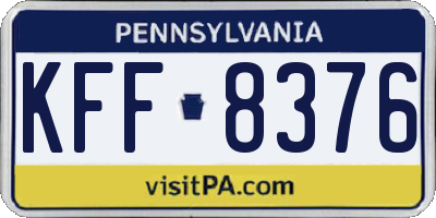 PA license plate KFF8376