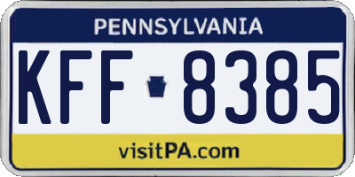 PA license plate KFF8385