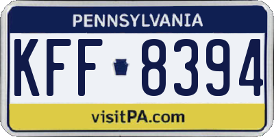PA license plate KFF8394