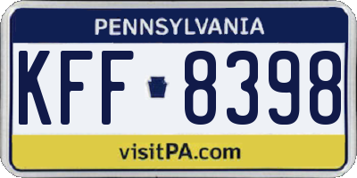 PA license plate KFF8398