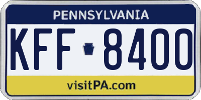 PA license plate KFF8400