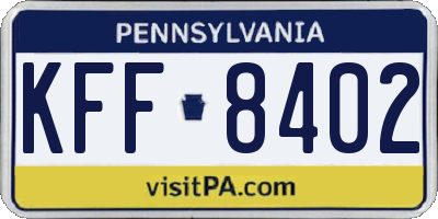 PA license plate KFF8402