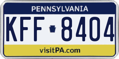PA license plate KFF8404
