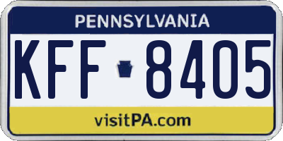 PA license plate KFF8405