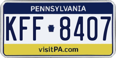 PA license plate KFF8407