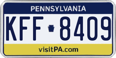 PA license plate KFF8409