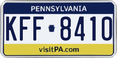 PA license plate KFF8410