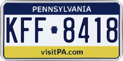 PA license plate KFF8418