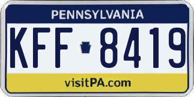 PA license plate KFF8419