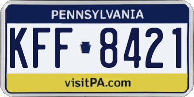 PA license plate KFF8421