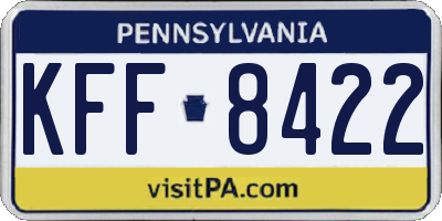PA license plate KFF8422