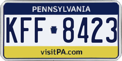 PA license plate KFF8423
