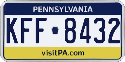 PA license plate KFF8432