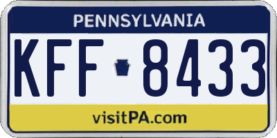 PA license plate KFF8433