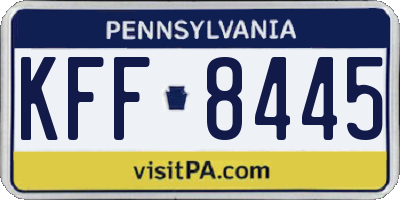 PA license plate KFF8445