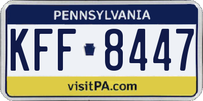 PA license plate KFF8447