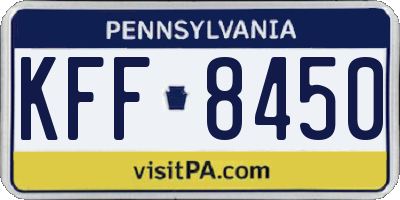 PA license plate KFF8450