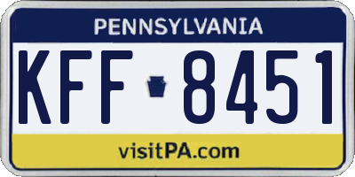 PA license plate KFF8451
