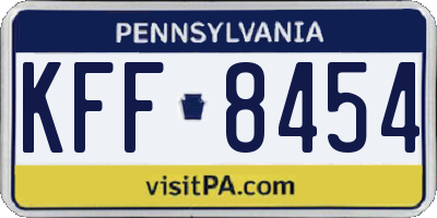 PA license plate KFF8454