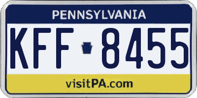 PA license plate KFF8455