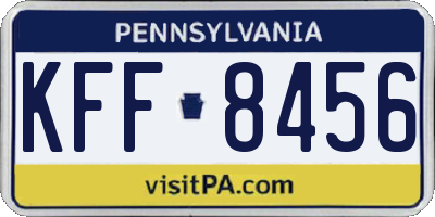 PA license plate KFF8456