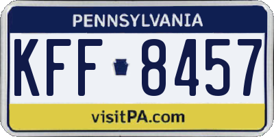 PA license plate KFF8457