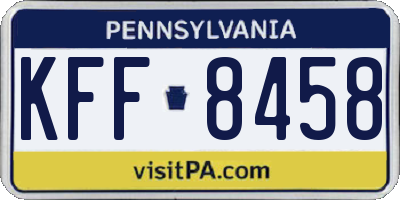 PA license plate KFF8458