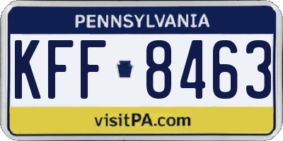 PA license plate KFF8463