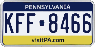 PA license plate KFF8466