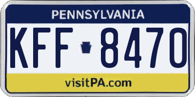 PA license plate KFF8470