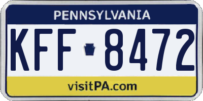 PA license plate KFF8472