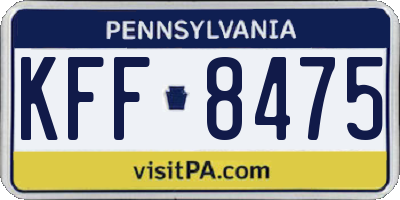 PA license plate KFF8475