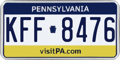 PA license plate KFF8476