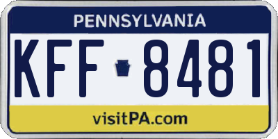 PA license plate KFF8481