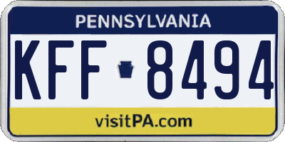 PA license plate KFF8494