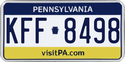 PA license plate KFF8498