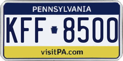 PA license plate KFF8500