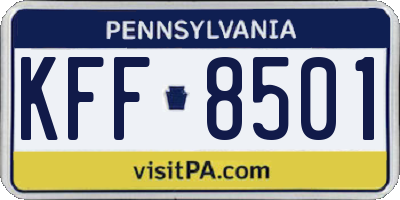 PA license plate KFF8501