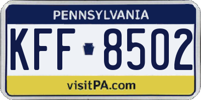 PA license plate KFF8502
