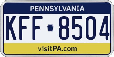 PA license plate KFF8504